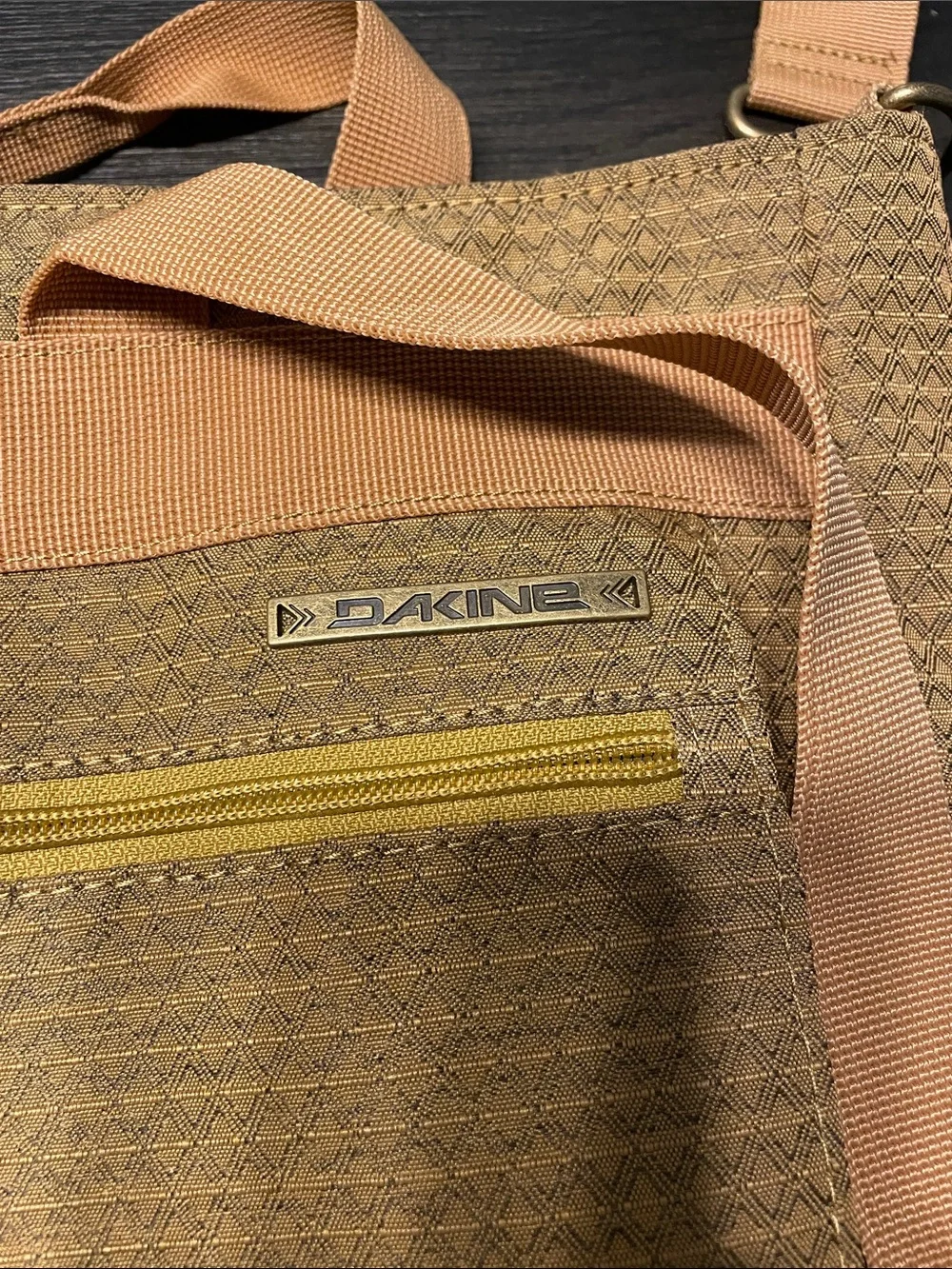 Dakine Tan & Charcoal Messenger Bag with Yellow Accent